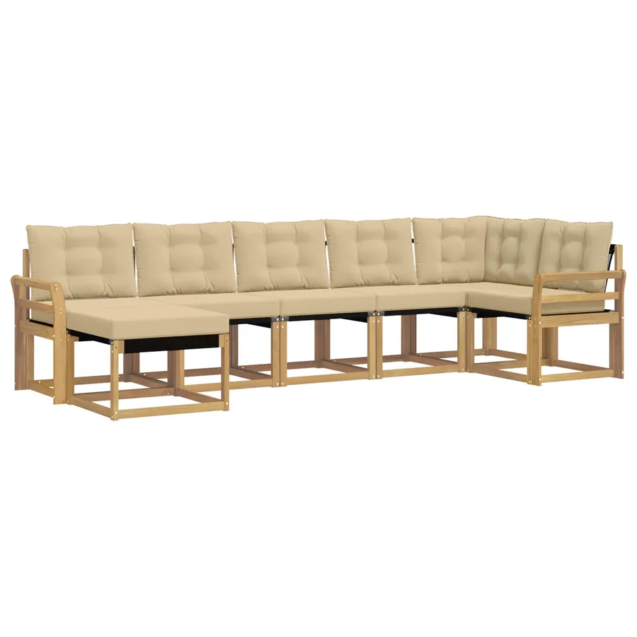 Ensemble de canapés d'extérieur 7 pcs Blanc et Beige - 2