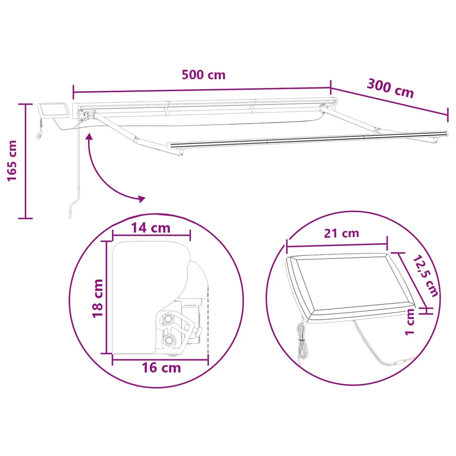 Cadre de store manuel avec LEDs Sable 5 x 3 m - 8