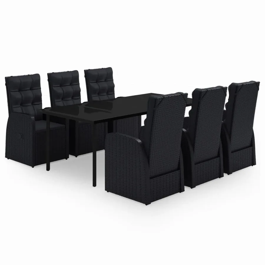 Ensemble à manger de jardin avec coussins 7 pcs Noir - 2