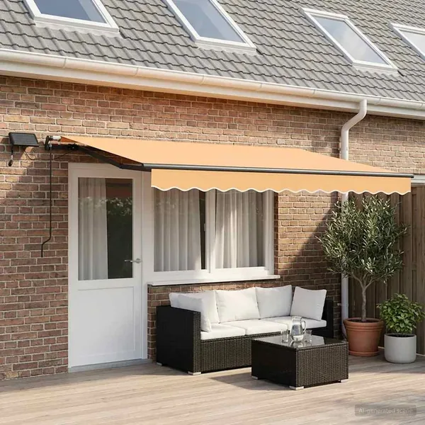 Auvent rétractable Sable 600 × 300 cm Tissu et Aluminium