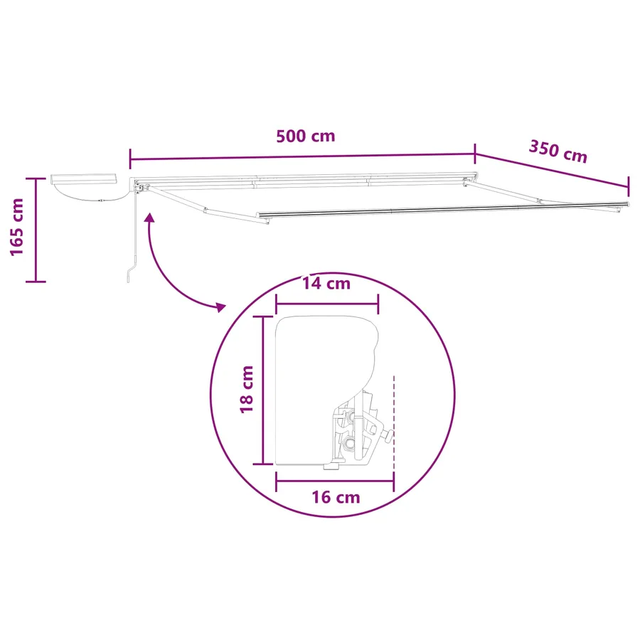 Auvent rétractable électrique Sable 5 × 3,5 m - 9