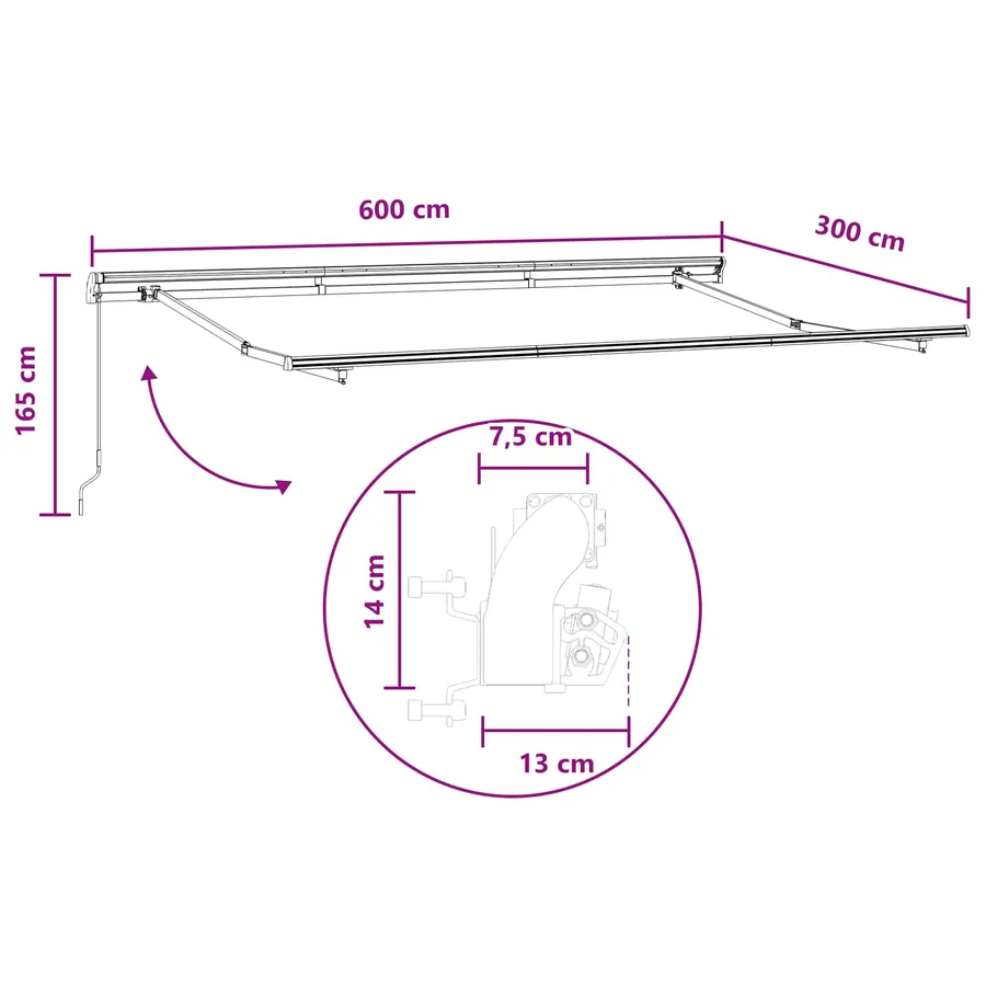 Auvent rétractable Sable 600 cm Polyester et Aluminium - 7