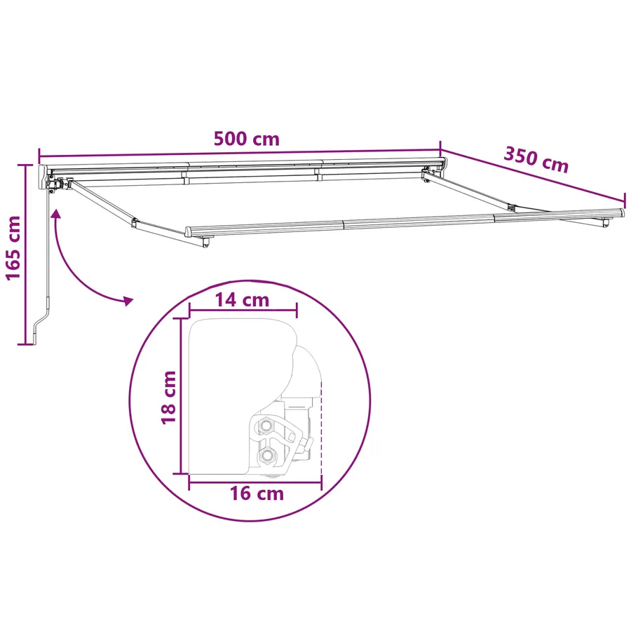 Auvent rétractable manuel Sable 5 × 3,5 m - 7