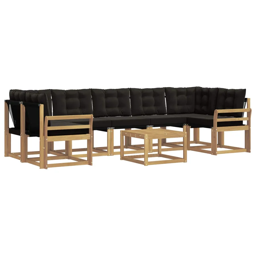 Ensemble de canapés d'extérieur 8 pcs Blanc et noir - 2