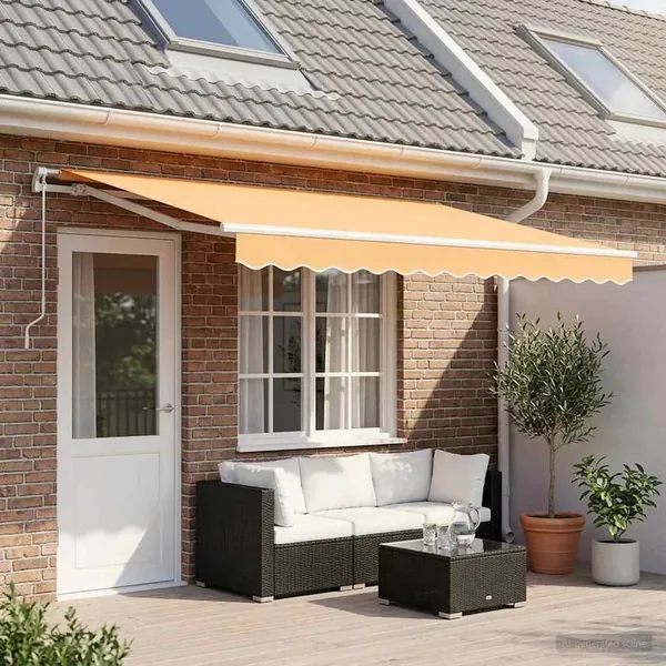 Auvent rétractable Sable 5 x 3 m Polyester et Aluminium