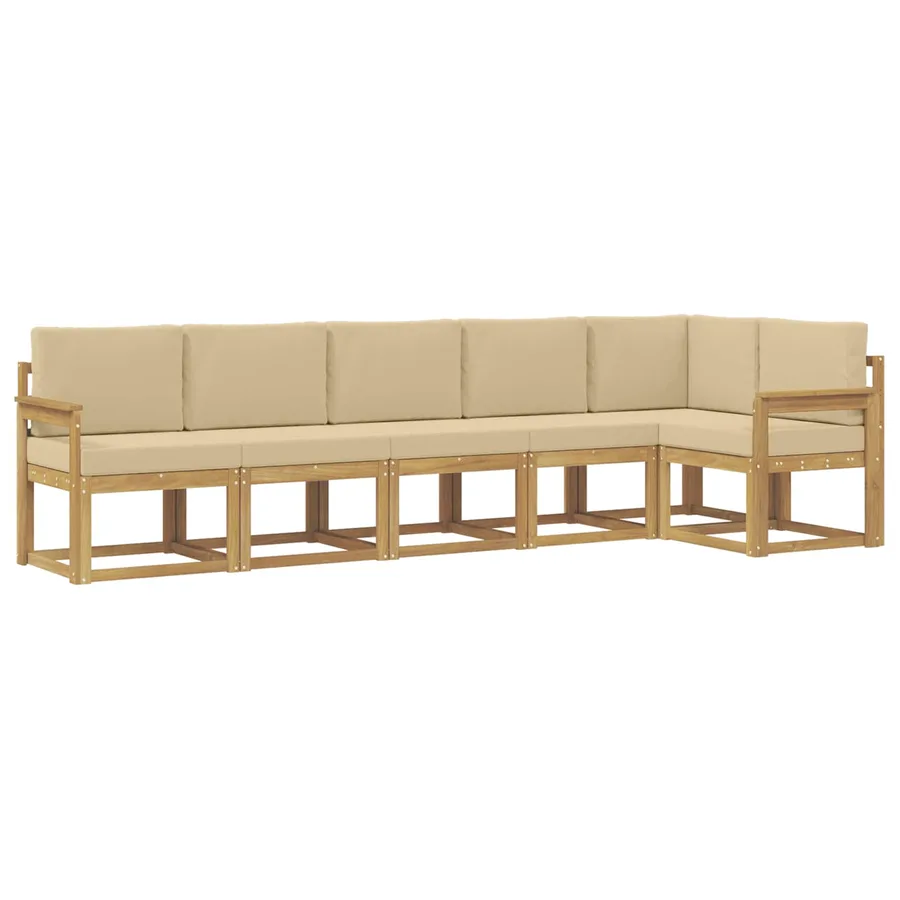 Ensemble de canapés d'extérieur 6 pcs Blanc et Beige Polyester - 2