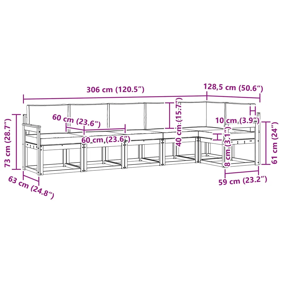 Ensemble de canapés d'extérieur 6 pcs Blanc et Beige Polyester - 8