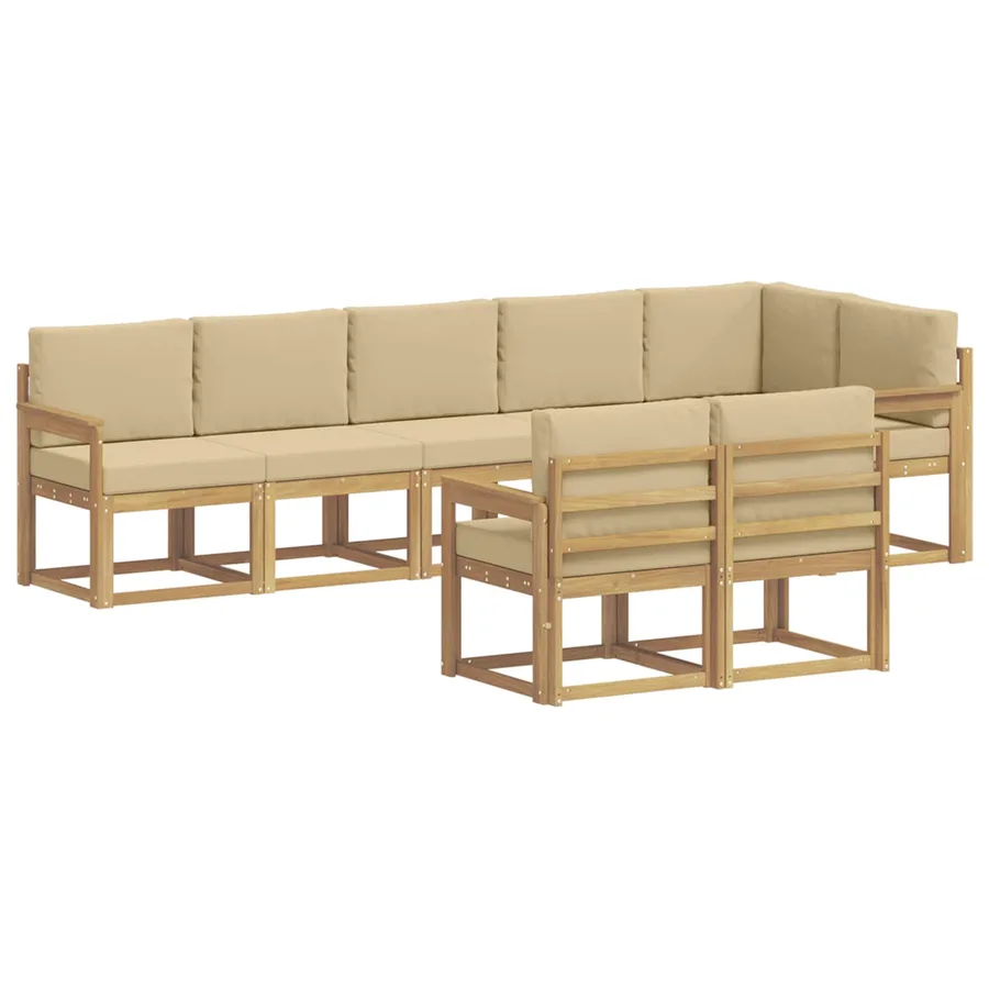 Ensemble de canapés d'extérieur 8 pcs Blanc et Beige Polyester - 2