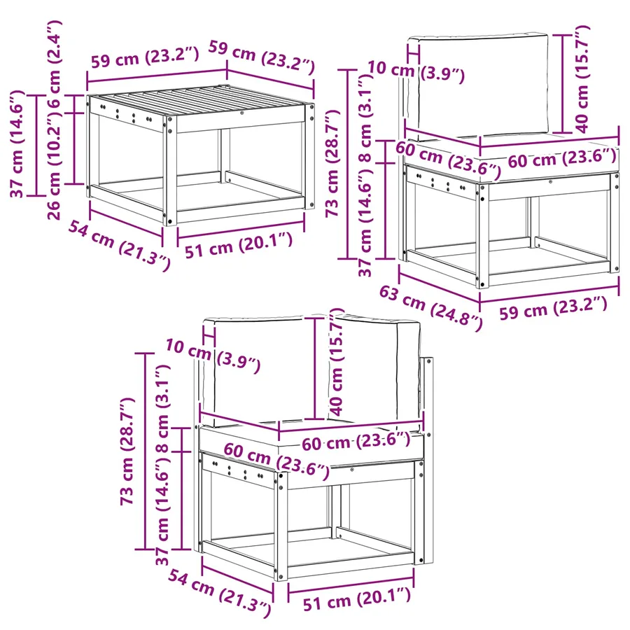 Ensemble de canapés d'extérieur 11 pcs Blanc et anthracite - 9