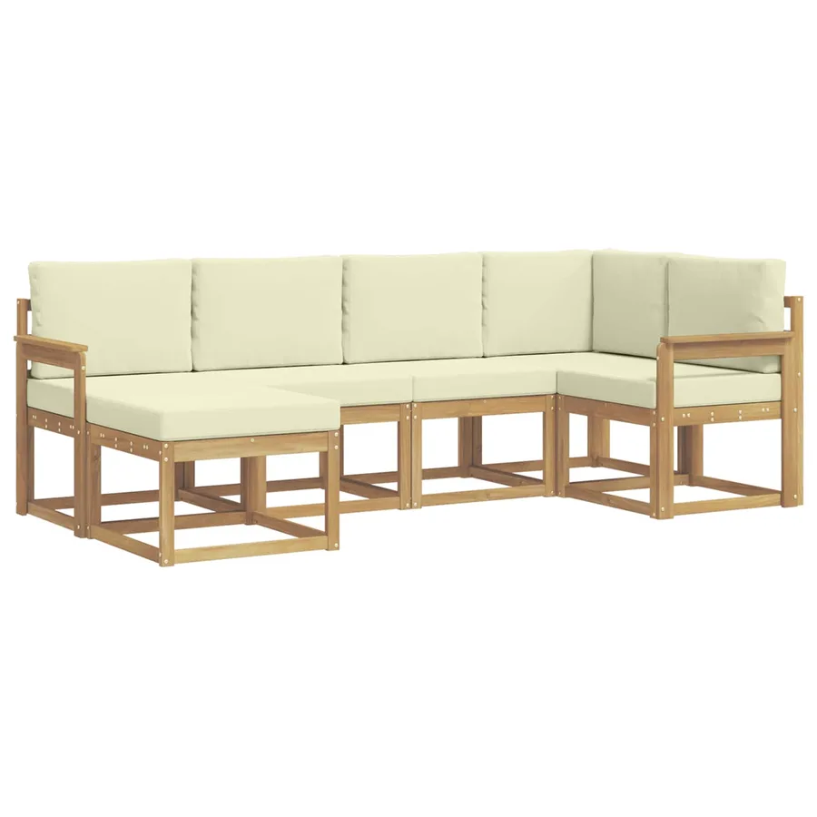 Ensemble de canapés d'extérieur 6 pcs Blanc et crème Polyester - 2