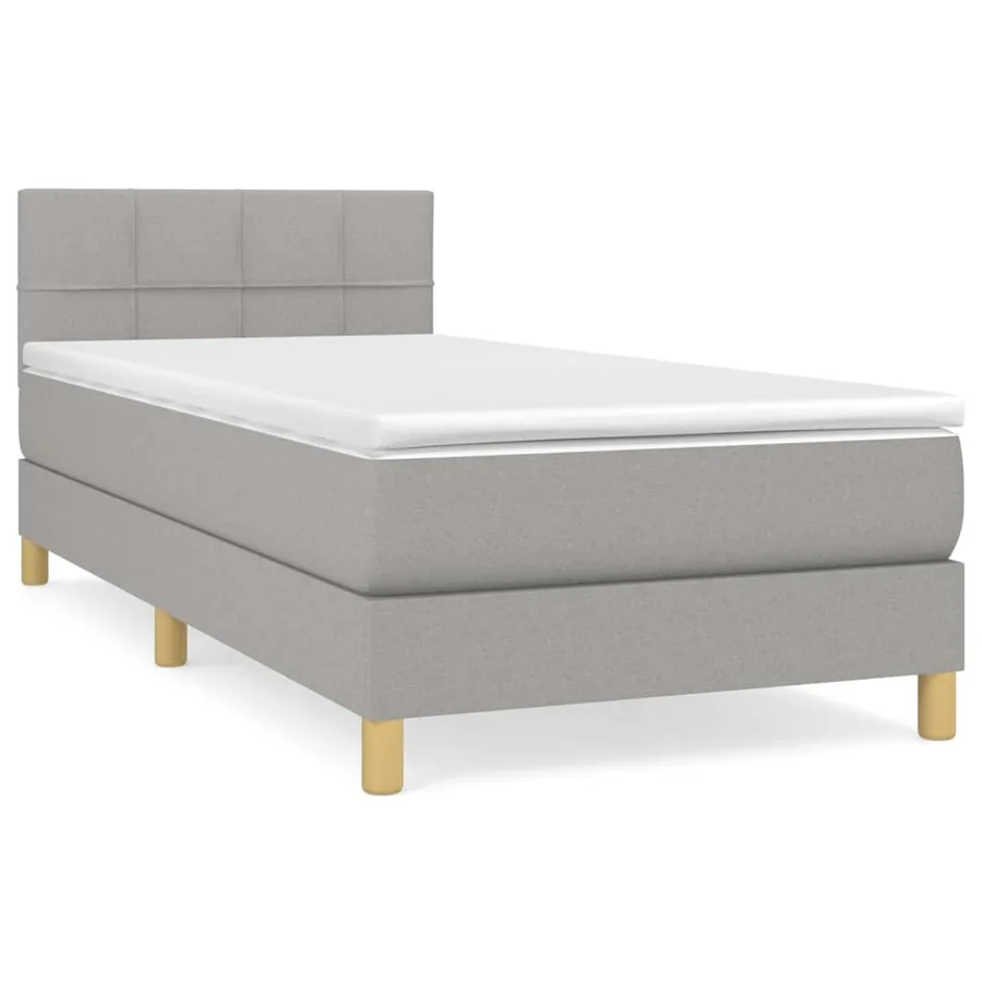 Sommier à lattes de lit avec matelas Gris clair 90x200 cm Tissu - 2