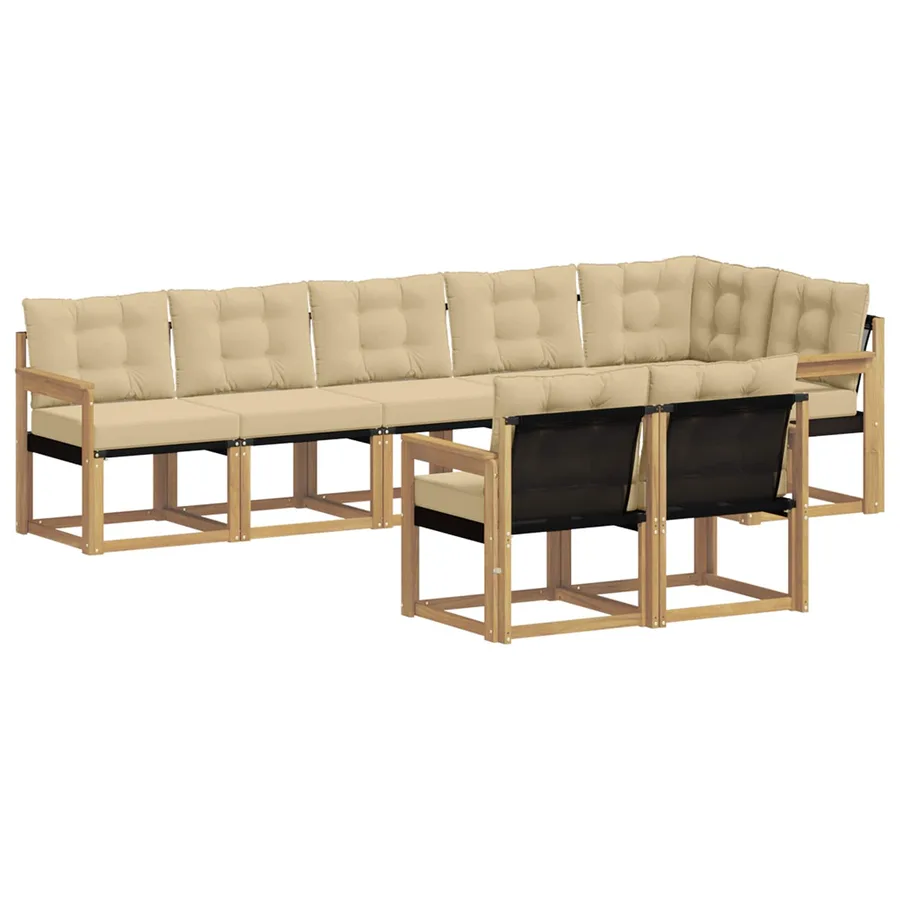 Ensemble de canapés d'extérieur 8 pcs Blanc et Beige - 2