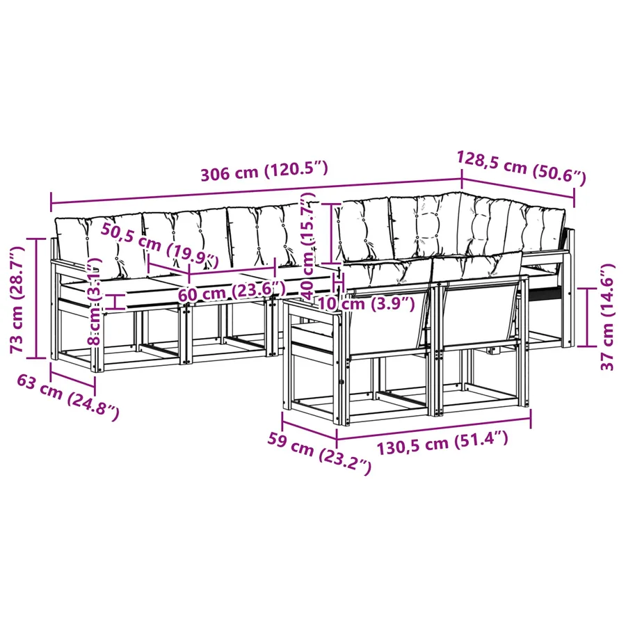 Ensemble de canapés d'extérieur 8 pcs Blanc et Beige - 9