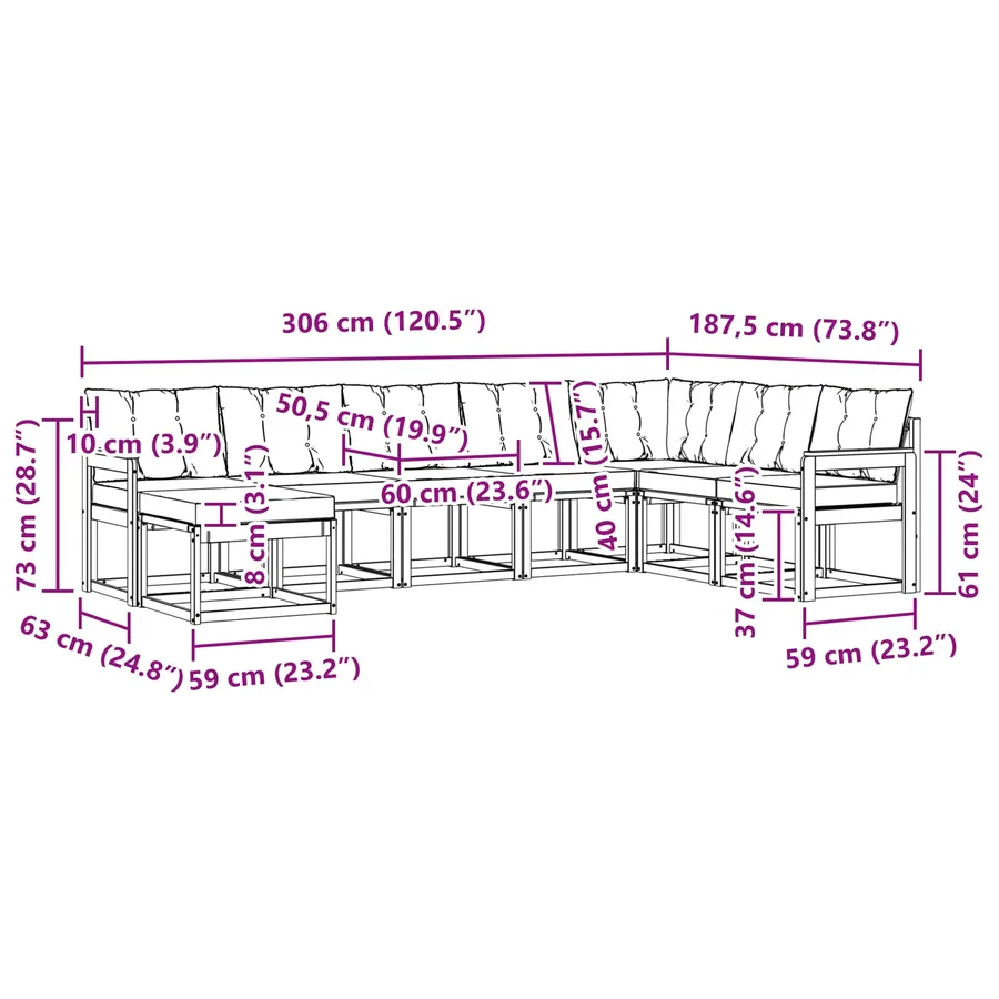 Ensemble de canapés d'extérieur 8 pcs Blanc et Beige - 8