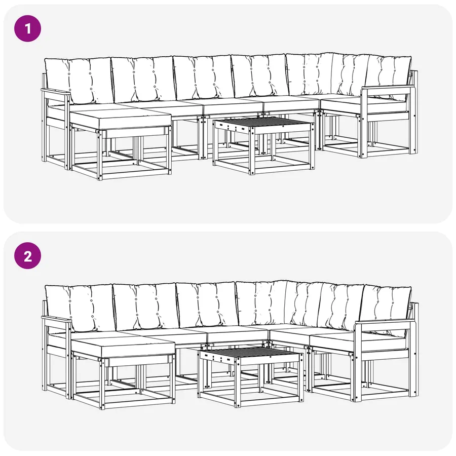 Ensemble de canapés d'extérieur 8 pcs Blanc et noir - 11