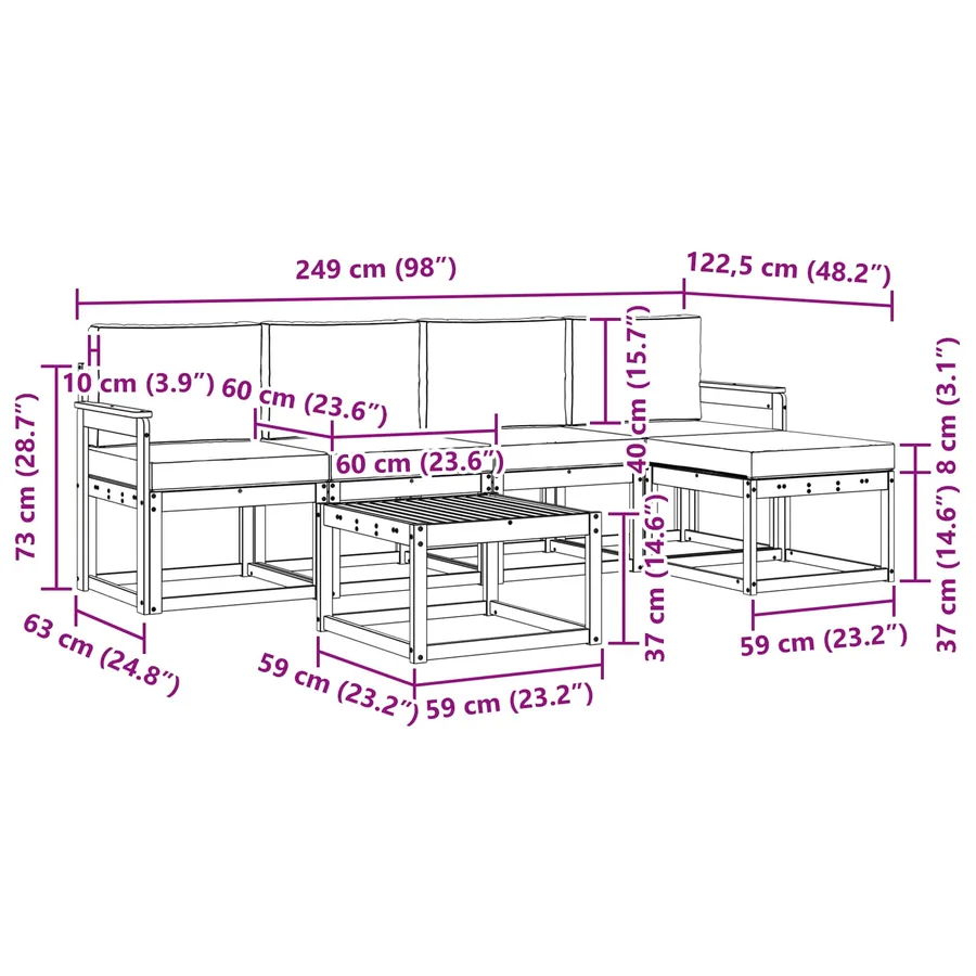 Ensemble de canapés d'extérieur 6 pcs Blanc et crème - 7