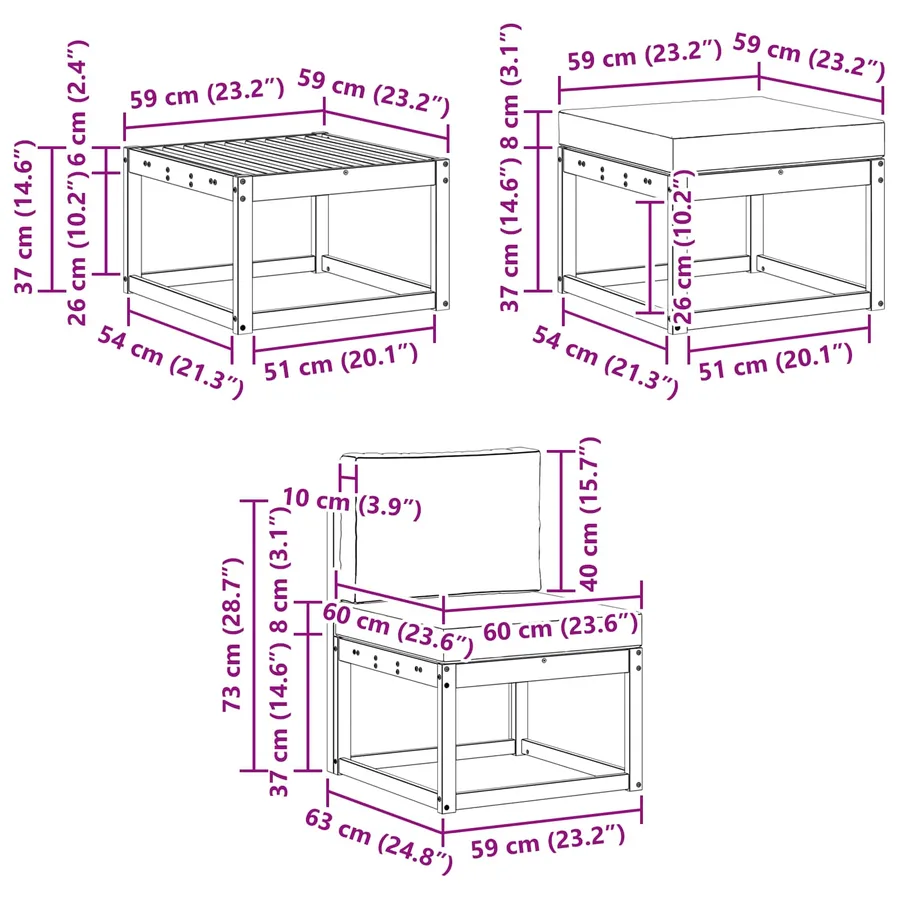 Ensemble de canapés d'extérieur 6 pcs Blanc et crème - 8