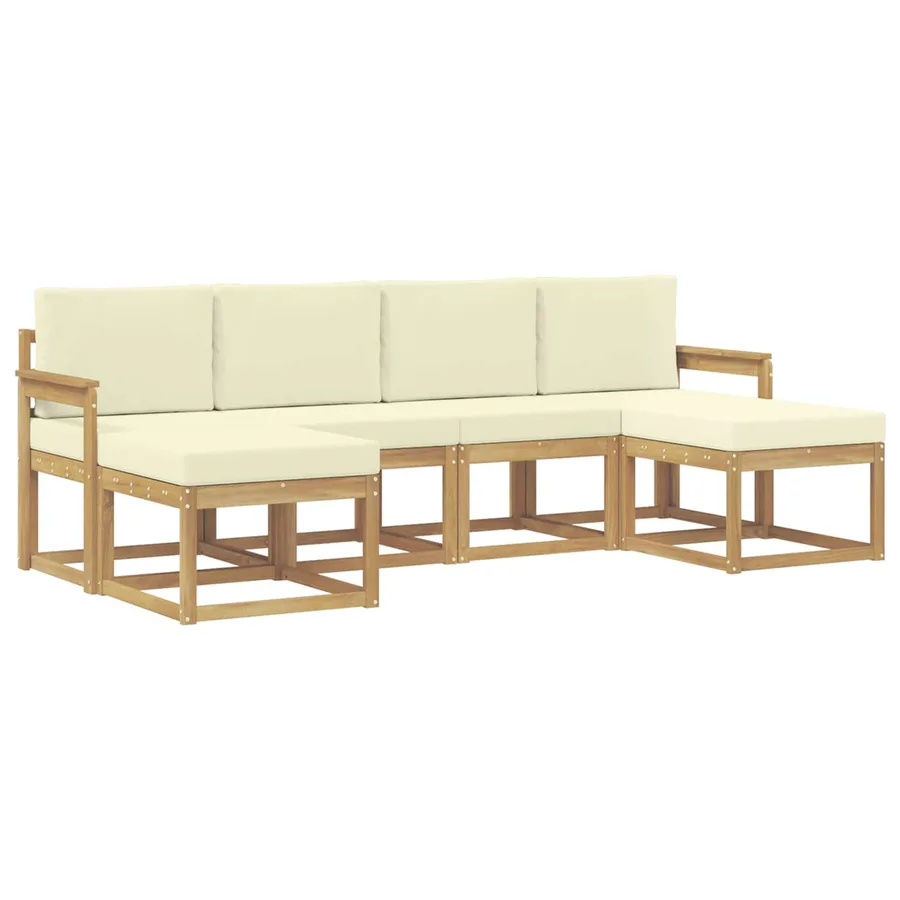 Ensemble de canapés d'extérieur 6 pcs Blanc et crème Polyester - 2