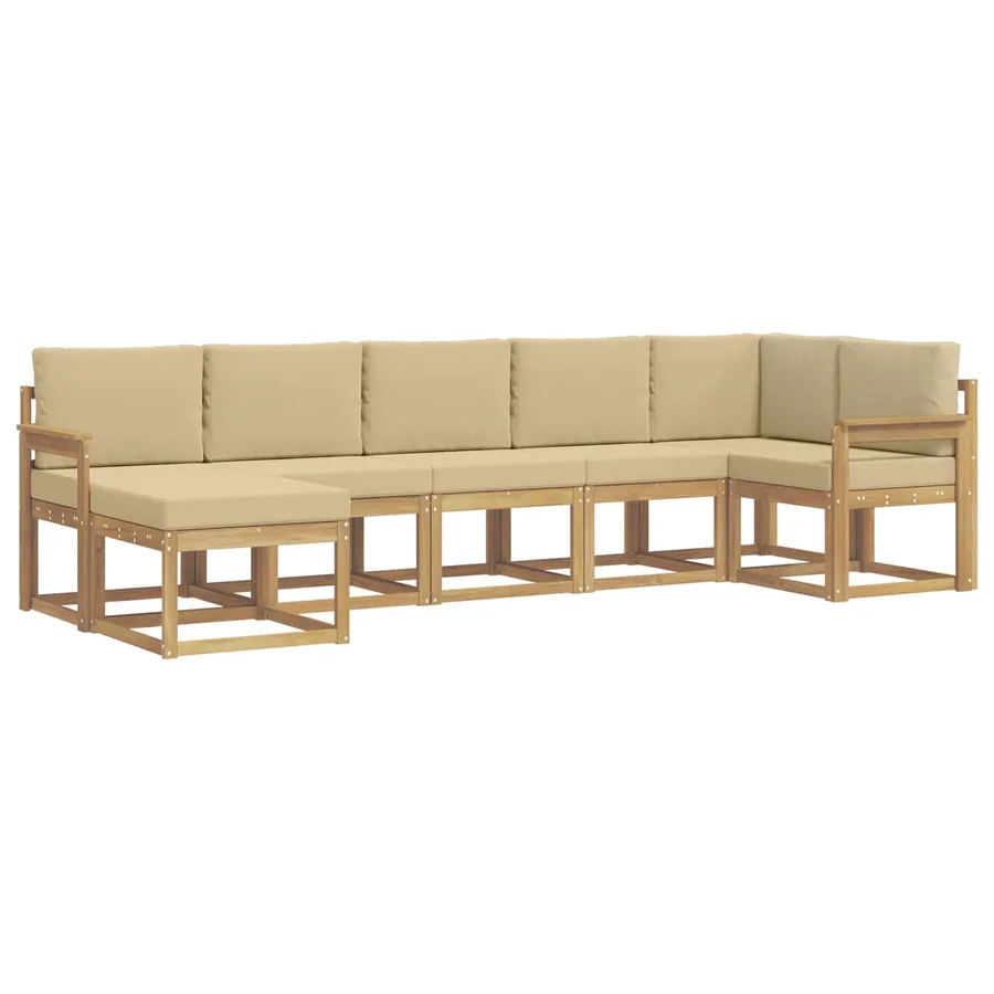 Ensemble de canapés d'extérieur 7 pcs Blanc et Beige Polyester - 2