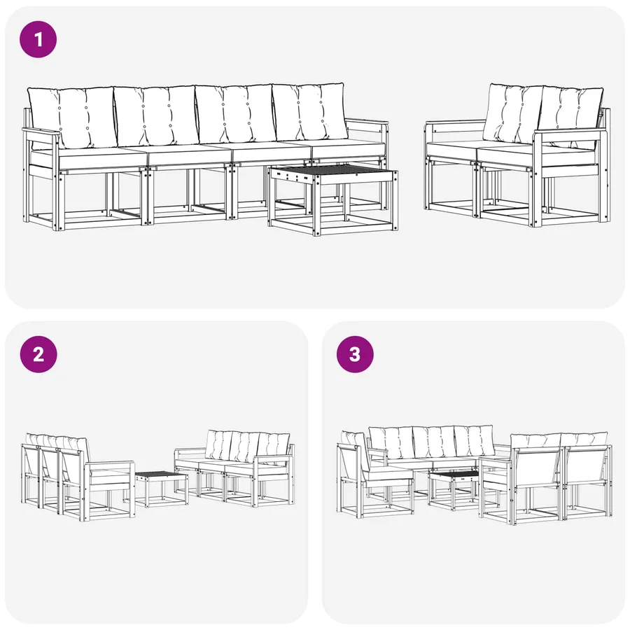 Ensemble de canapés d'extérieur 7 pcs Blanc et gris clair - 7