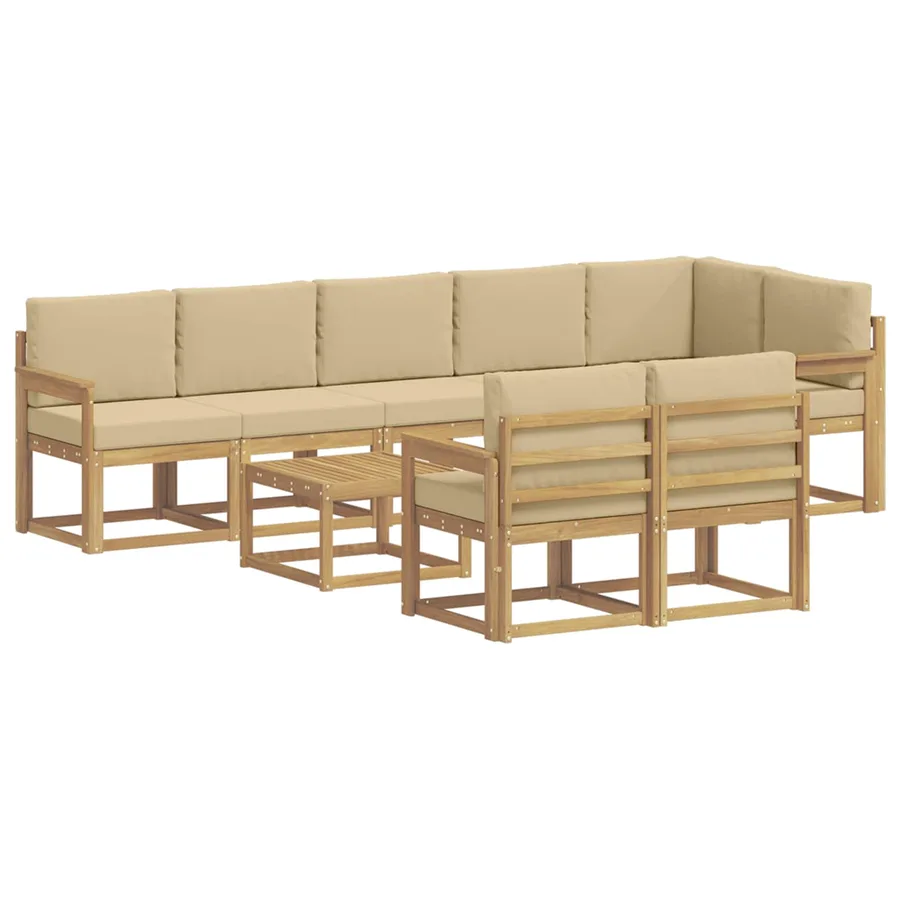 Ensemble de canapés d'extérieur 9 pcs Blanc et Beige Polyester - 2