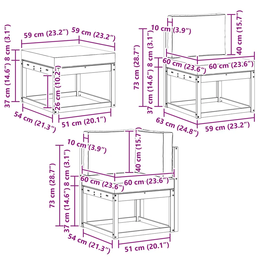Ensemble de canapés d'extérieur 6 pcs Blanc et anthracite - 8