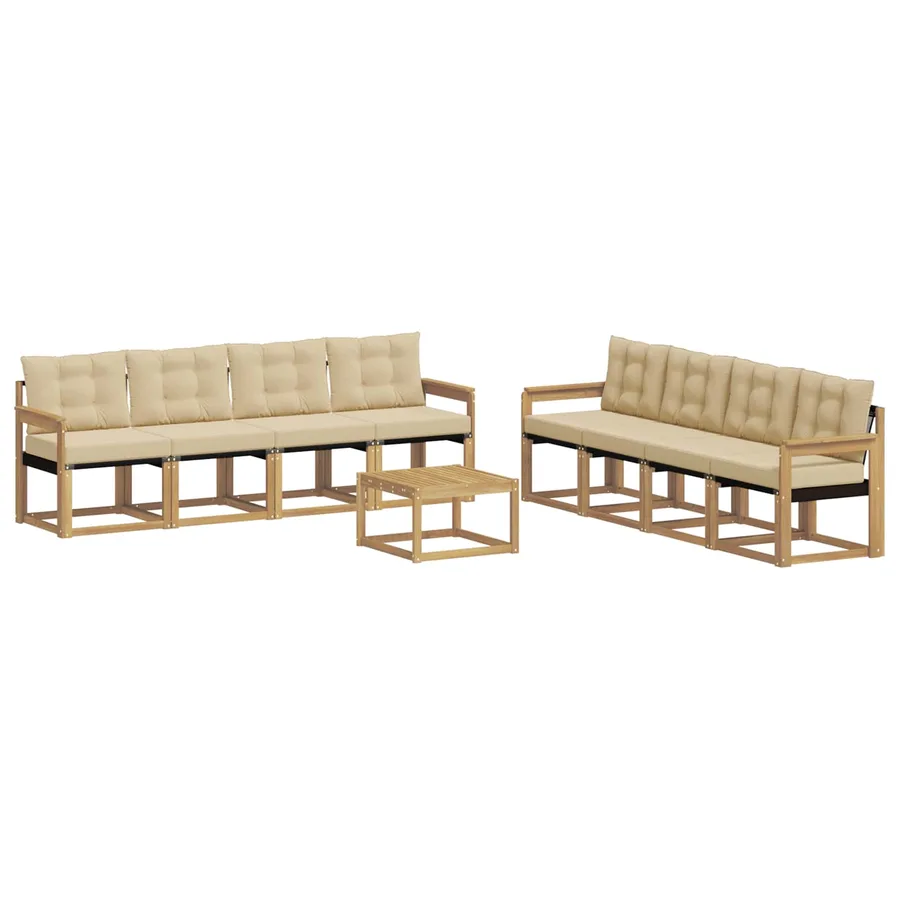 Ensemble de canapés d'extérieur 9 pcs Blanc et Beige - 2