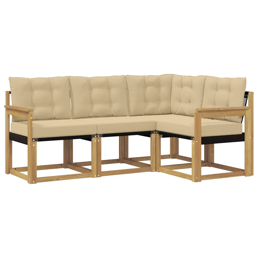 Ensemble de canapés d'extérieur 4 pcs Blanc et Beige - 2