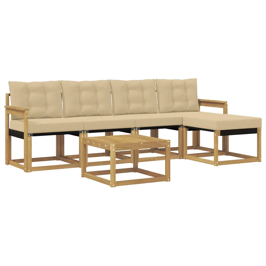 Ensemble de canapés d'extérieur 6 pcs Blanc et Beige - 2