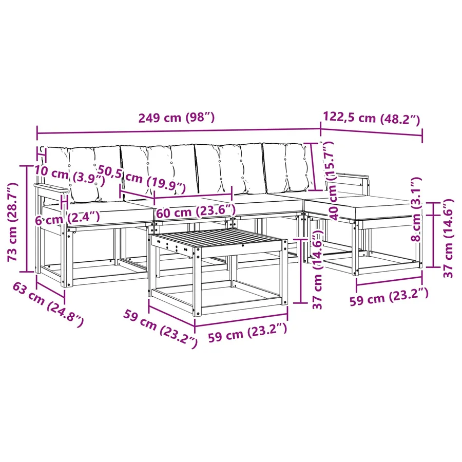Ensemble de canapés d'extérieur 6 pcs Blanc et Beige - 9
