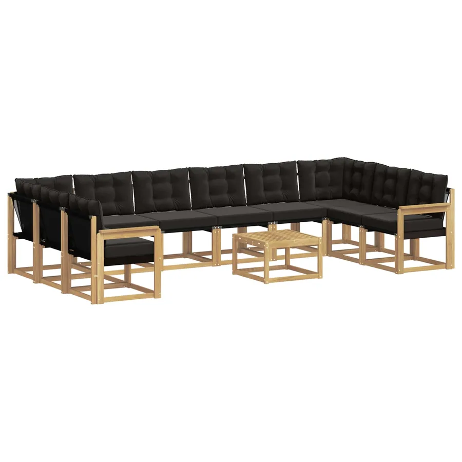 Ensemble de canapés d'extérieur 11 pcs Blanc et noir - 2