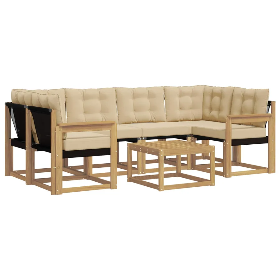 Ensemble de canapés d'extérieur 7 pcs Blanc et Beige - 2