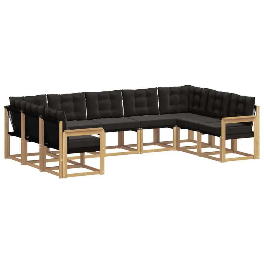 Ensemble de canapés d'extérieur 9 pcs Blanc et noir - 2