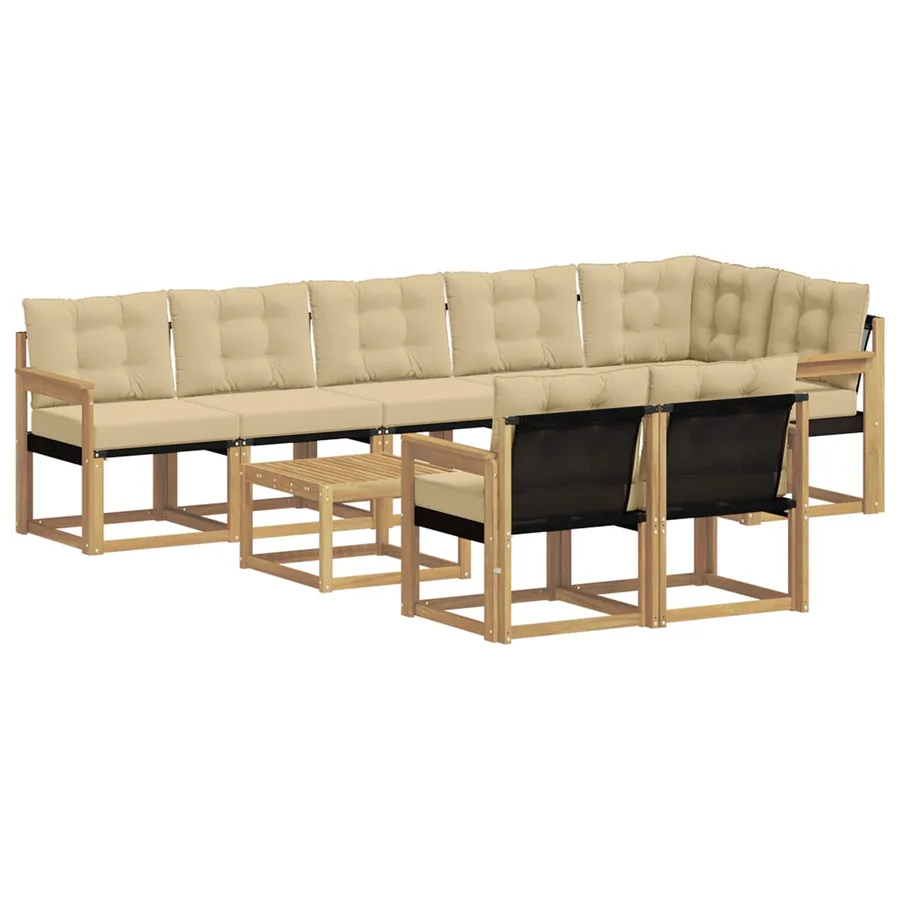 Ensemble de canapés d'extérieur 9 pcs Blanc et Beige - 2