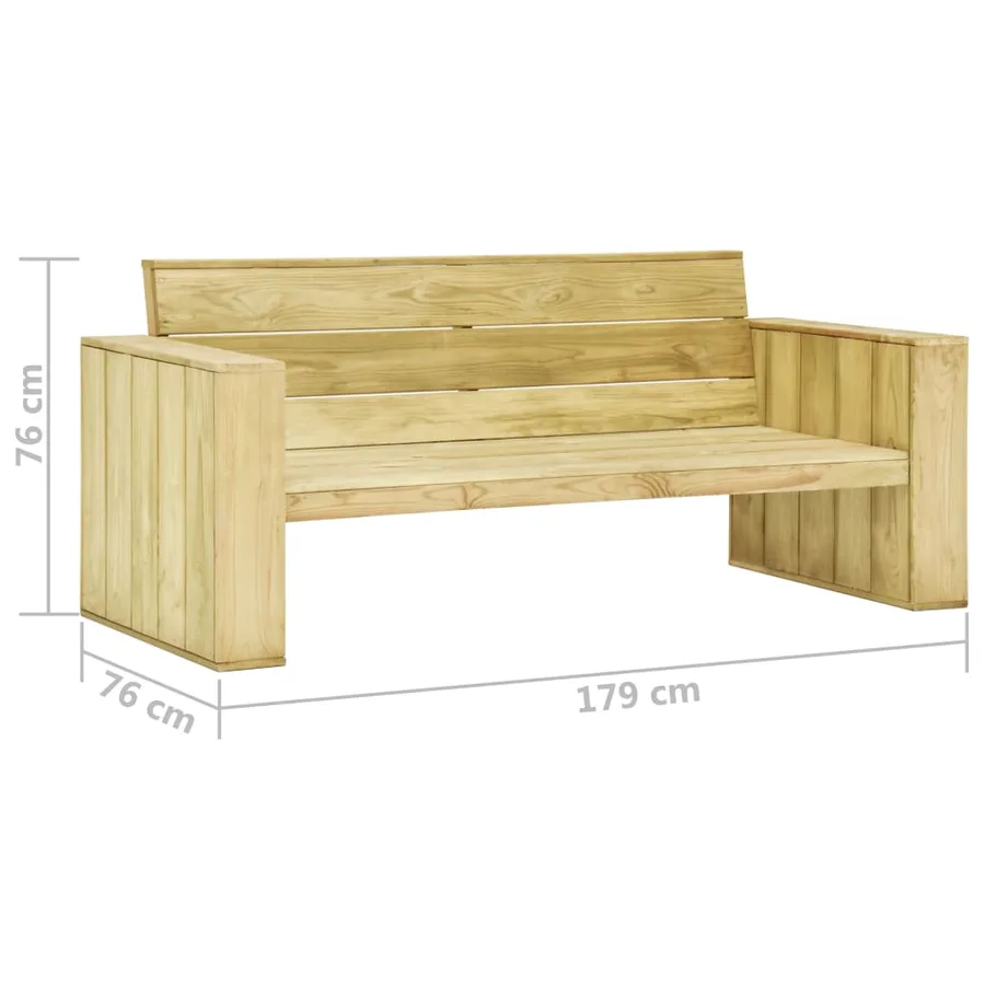 Salon de jardin 3 pcs avec coussins bois de pin imprégné - 7