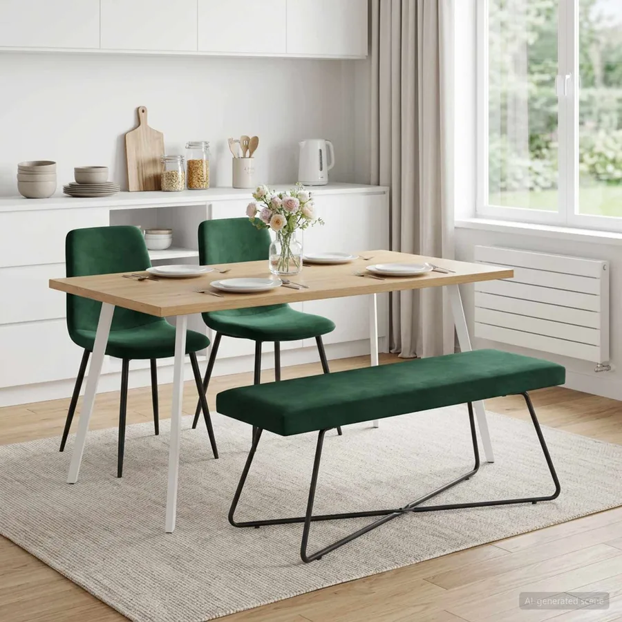 banc Vert foncé 110 x 40 x 45 cm Velours - 3