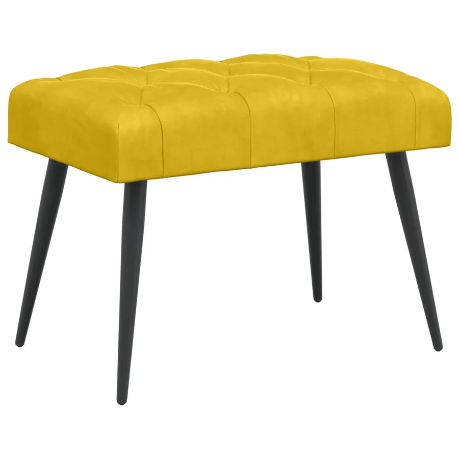 Banc avec capitonnage bouton Jaune 60 x 40 x 45 cm Velours - 2