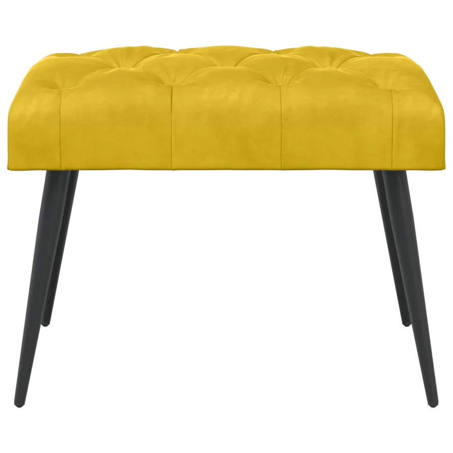 Banc avec capitonnage bouton Jaune 60 x 40 x 45 cm Velours - 5