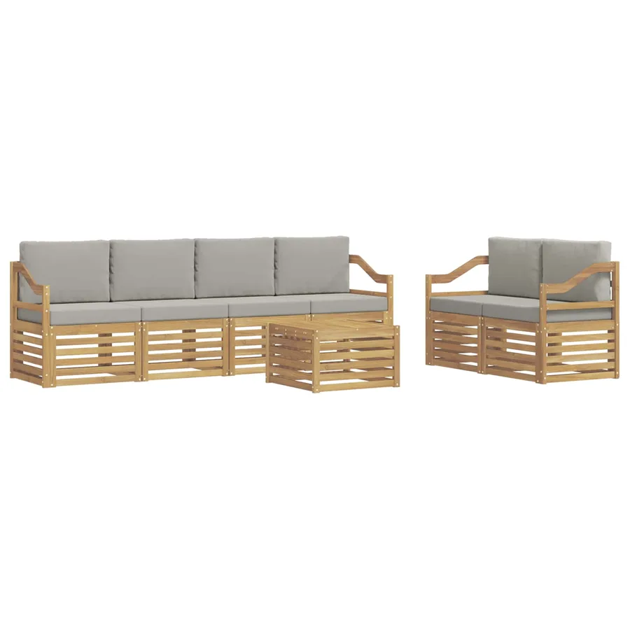 Ensemble de canapés d'extérieur 7 pcs Blanc et gris clair - 2