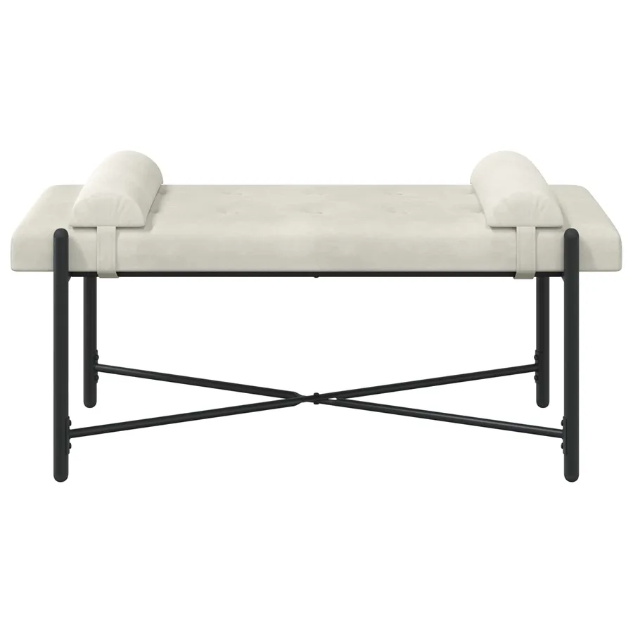 Banc capitonné à boutons avec coussins Crème 110 x 40 x 46 cm - 7