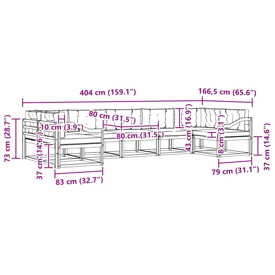 Ensemble de canapés d'extérieur 7 pcs Blanc et crème - 7
