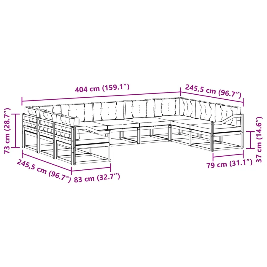 Ensemble de canapés d'extérieur 9 pcs Blanc et anthracite - 8