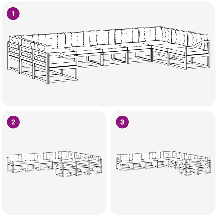 Ensemble de canapés d'extérieur 10 pcs Blanc et anthracite - 7