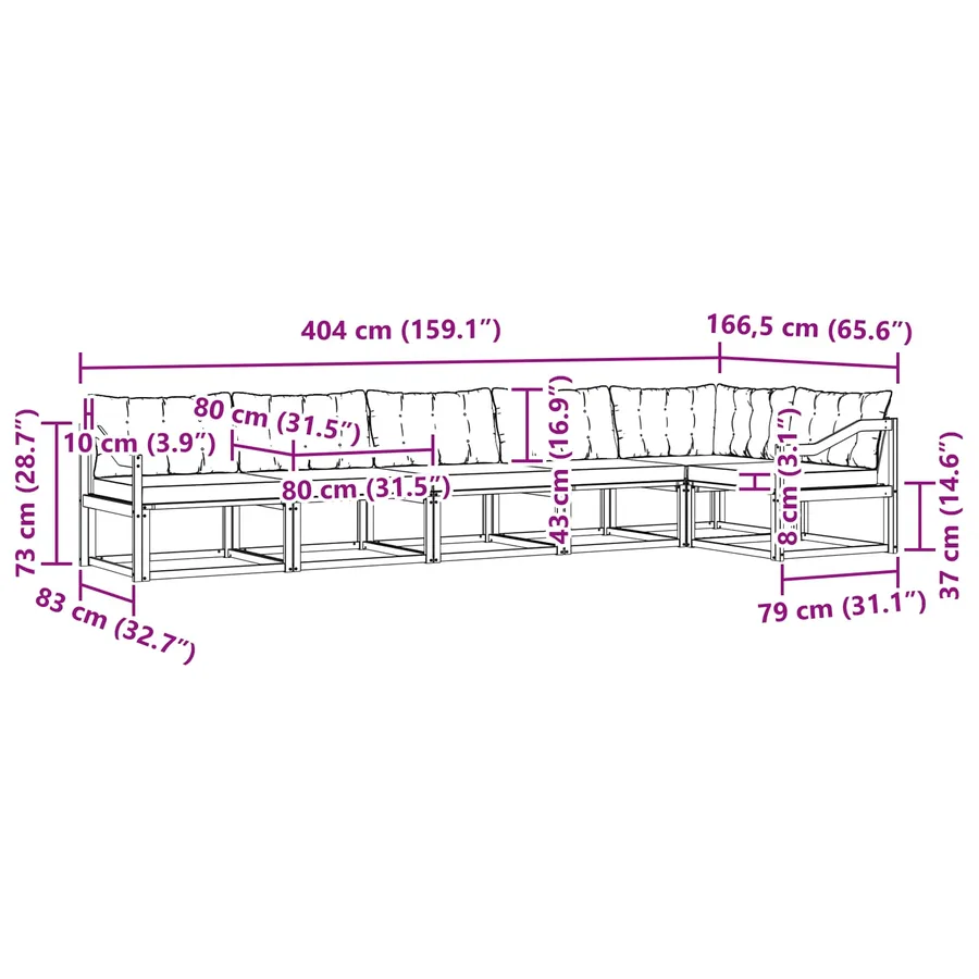 Ensemble de canapés d'extérieur 6 pcs Blanc et noir - 9
