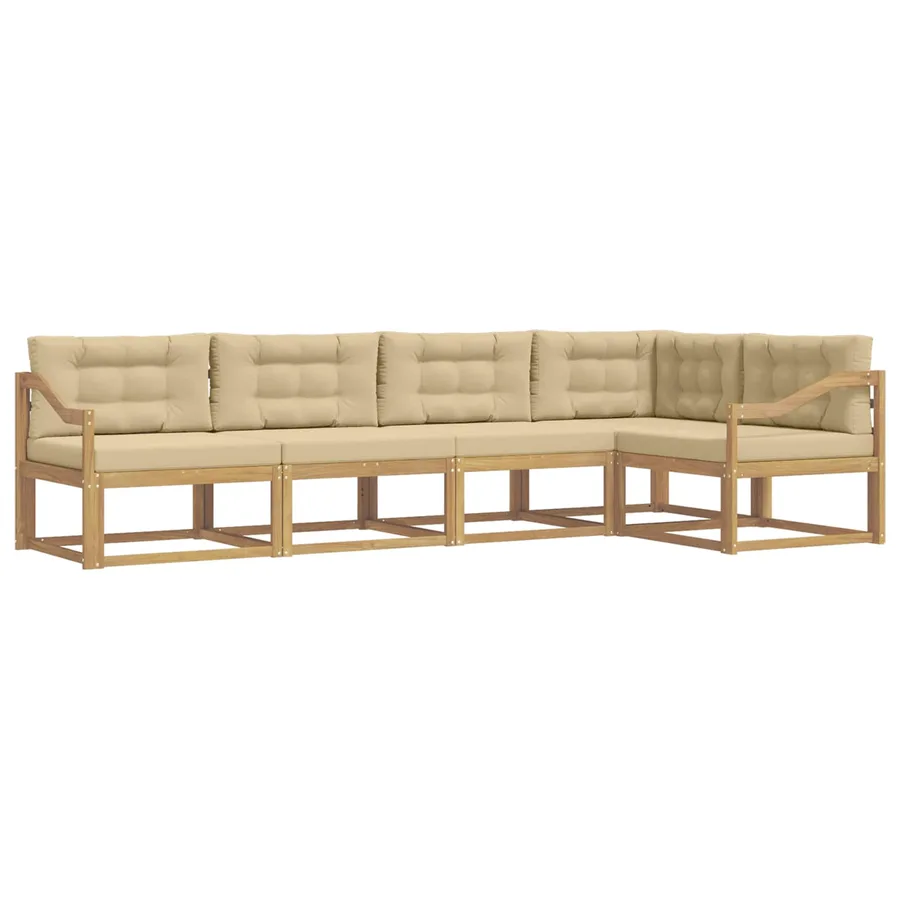 Ensemble de canapés d'extérieur 4 pcs Blanc et Beige Polyester - 2