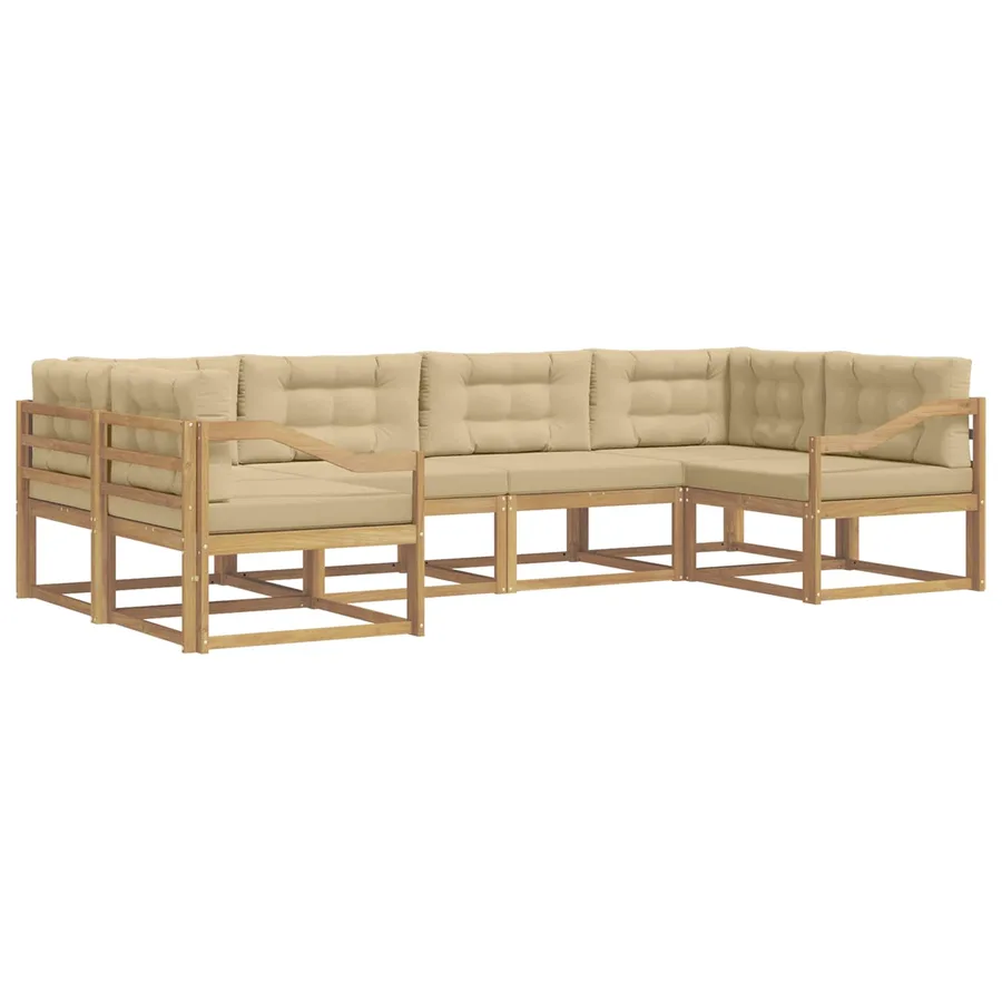 Ensemble de canapés d'extérieur 6 pcs Blanc et Beige - 2