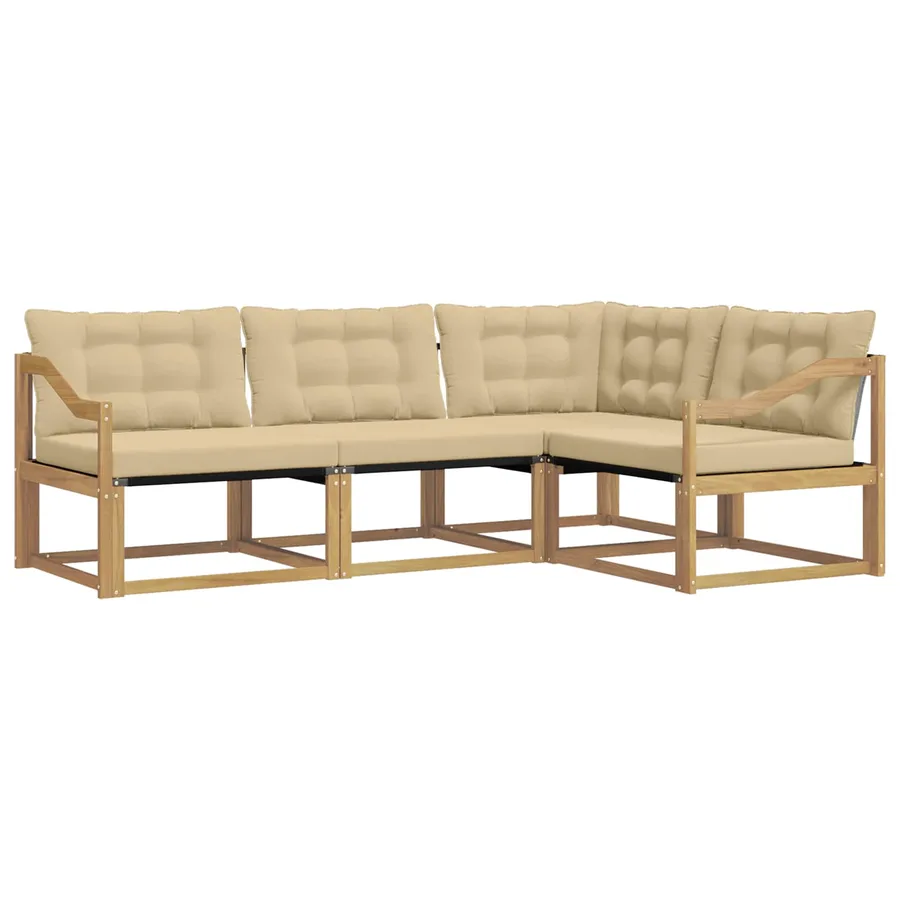 Ensemble de canapés d'extérieur 4 pcs Blanc et Beige - 2