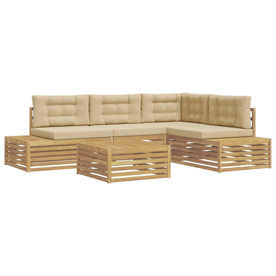 6 pcs Ensemble de canapés d'extérieur Polyester Blanc - 2