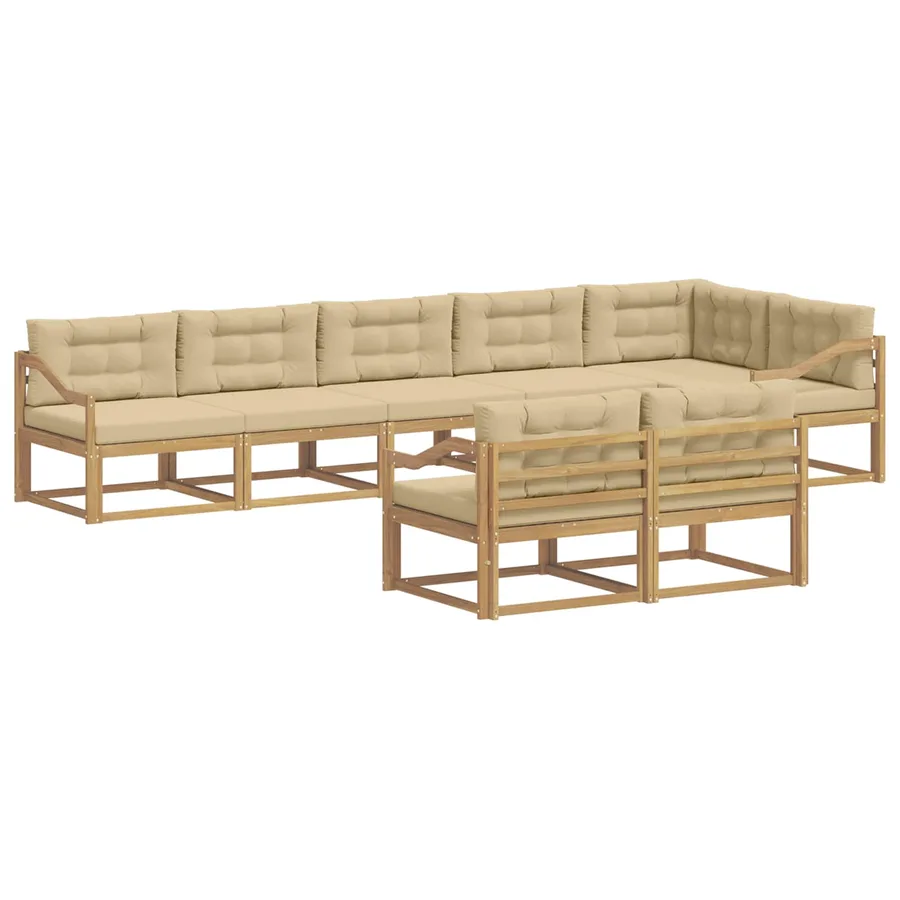 Ensemble de canapés d'extérieur 6 pc Blanc et Beige Polyester - 2