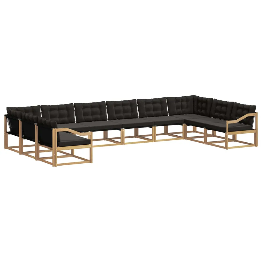 Ensemble de canapés d'extérieur 10 pcs Blanc et noir - 2